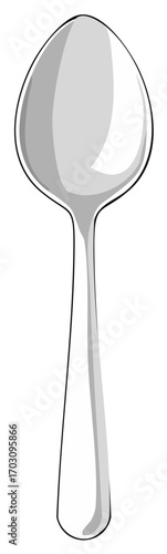 Illustration of a Silver Spoon: Single Metal Cutlery Item for Dining and Serving