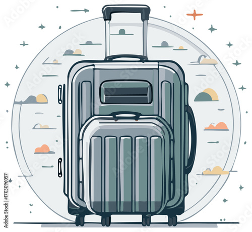 Luggage Set with Wheels in Retro Design for Vacation and Travel