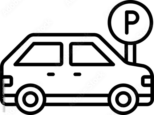 Black parking area icon - outline