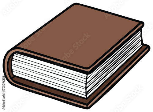Closed Hardcover Book with Brown Cover and White Pages, Depicting Reading, Knowledge, and Education