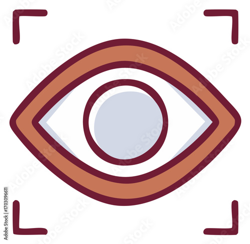 Eye scan icon representing vision or surveillance technology in a minimalist style