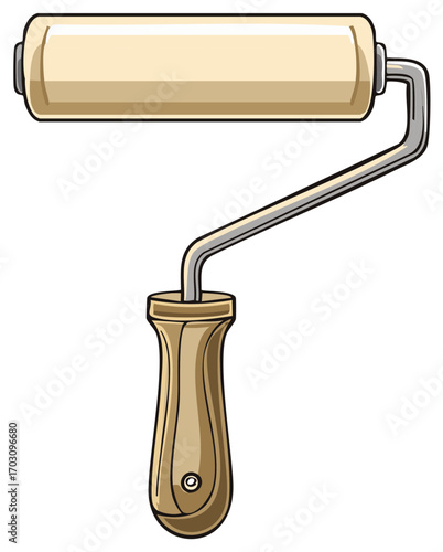 Paint roller tool illustration, vector. Construction and home improvement.