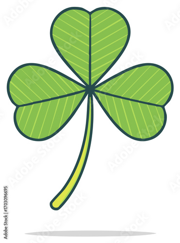 Isolated shamrock symbol with linear leaf markings for St Patrick's Day celebrations and Irish culture