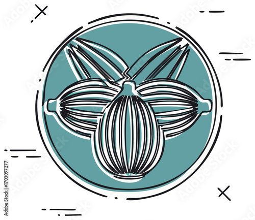 Abstract Cardamom Pods Icon, Spice Ingredient Graphic