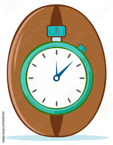 Stylized Coffee Bean Shaped Timer: Illustration of Punctuality and Efficiency