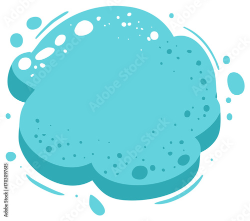 Abstract aqua bubble splash with playful dots and light blue curves