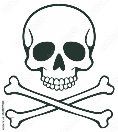 Classic Skull and Crossbones Symbol Isolated Simple Graphic