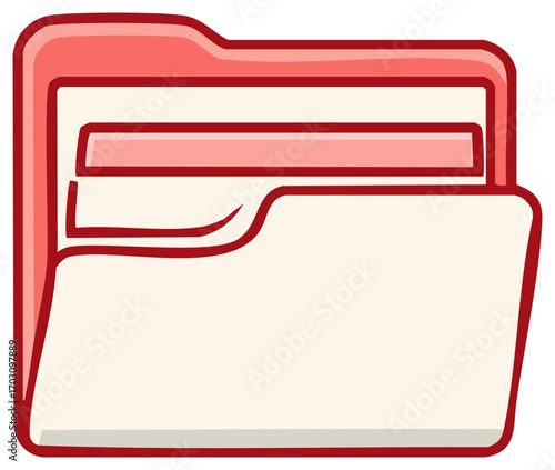Red Open Folder Illustration, Data Storage and Organization Concept