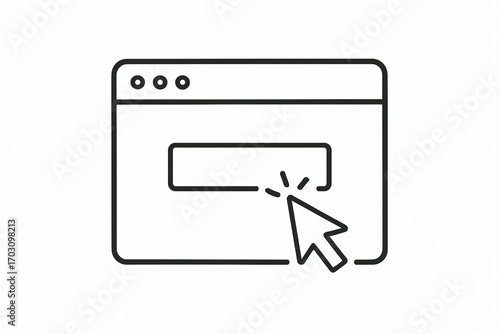 Web browser window with cursor outline icon vector