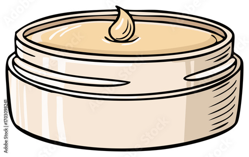 Cosmetic Cream Container Illustration for Skin Care Product in a Jar with Lid Beauty Routine