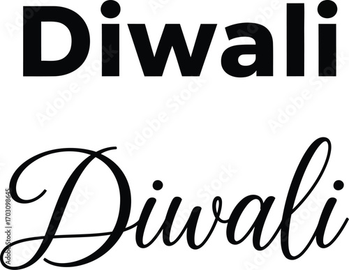 Diwali text in two different fonts top one is bold and bottom one is cursive