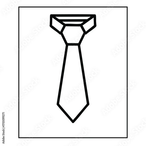 Simple black and white line art illustration of a classic necktie with a knot centered on a white background