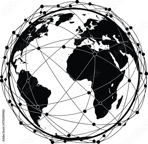 Global network connection concept with world map worldwide communication and technology