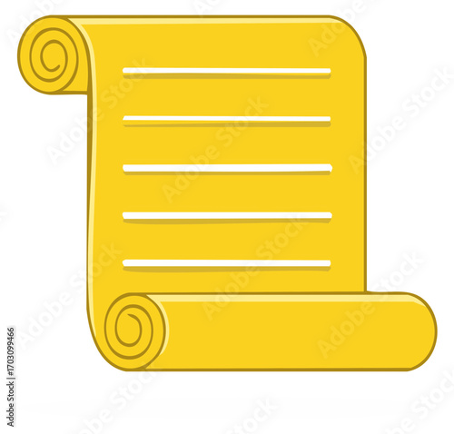Yellow scroll with blank lines representing text or a document