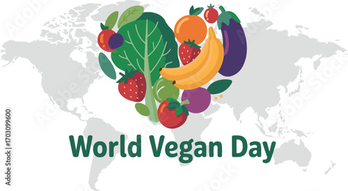 World Vegan Day vector Illustration on White Background