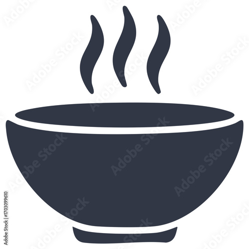 Simple Illustration of a steaming bowl of soup, warm food concept