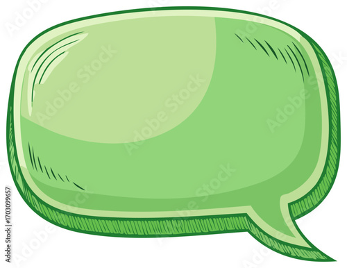 Green Speech Bubble in Comic Style for Communication or Dialogue Concept.