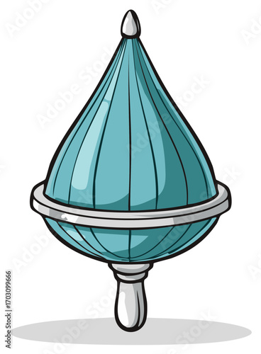 Whimsical Teal Spinning Top Toy with Rounded Design and Pedestal Stand