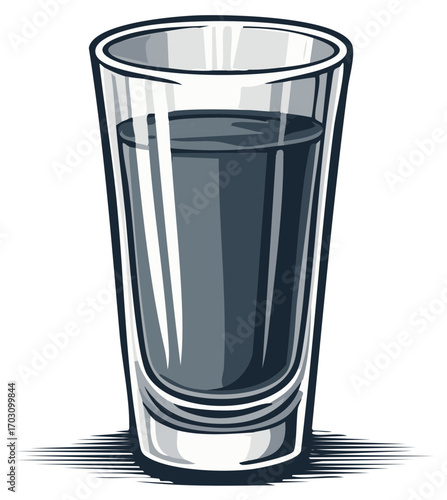 Single shot glass filled with dark liquid vector illustration