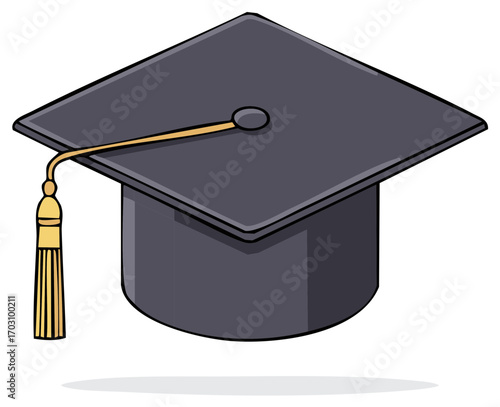 Cartoon graduation cap with tassel for education celebration and academic achievement