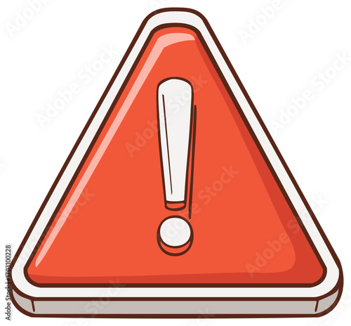 Red Warning Sign with Exclamation Point Icon for Safety and Caution