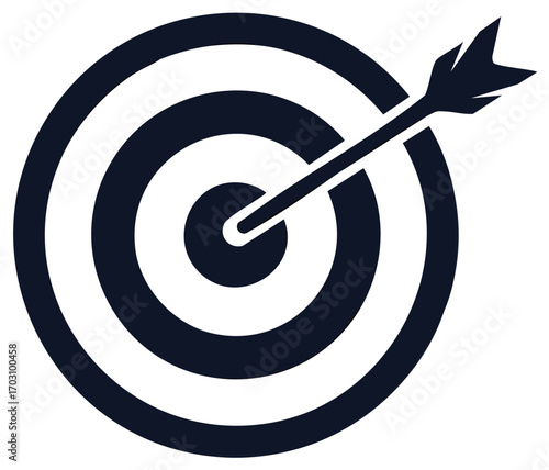Target bullseye icon with arrow hitting center symbolizing success achievement goal focus and precision