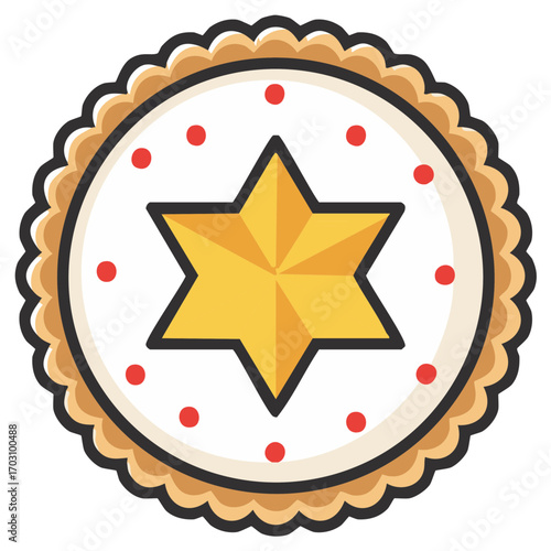 Star Decorated Round Holiday Cookie, Hanukkah Celebration Food, Festive Treat