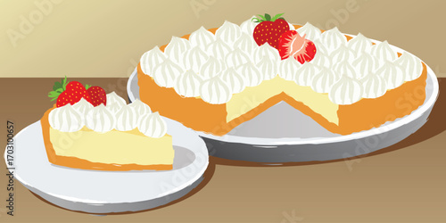 Vanilla and Strawberry Cream Pie