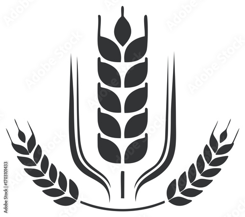 Stylized Wheat Grain Ears Illustration, Agriculture, Food, and Harvest Symbol