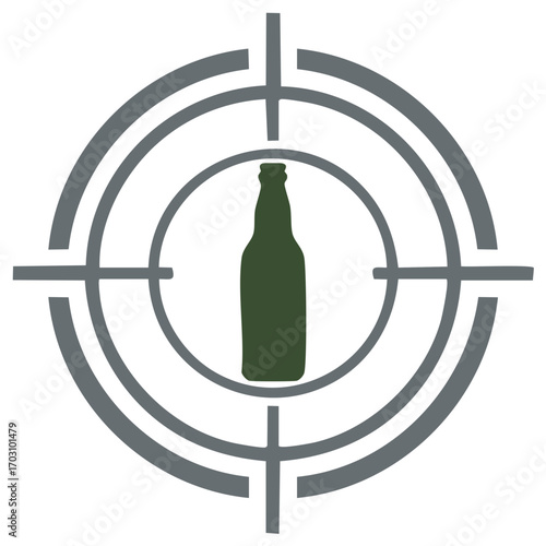 Beer bottle in the center of a target scope vector illustration