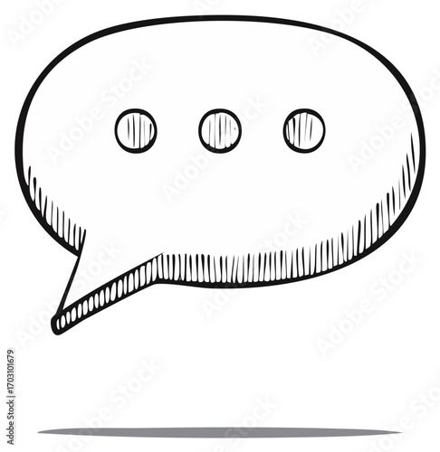Hand drawn speech bubble with ellipsis indicating conversation or thought
