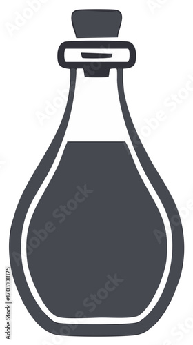 Dark potion bottle illustration with cork stopper