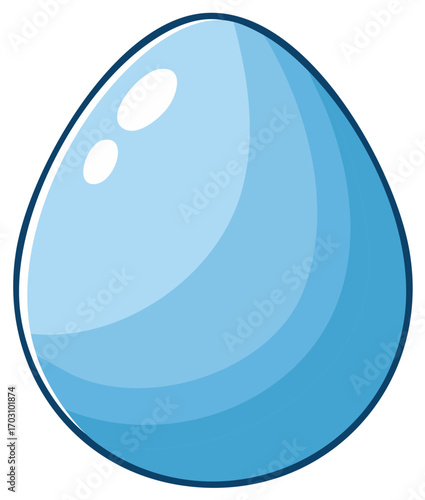 A single cartoon-style light blue egg with smooth shading and a dark blue outline