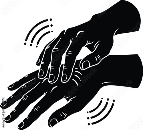 Illustration of hands performing vibration therapy it is a form of alternative medicine for pain relief