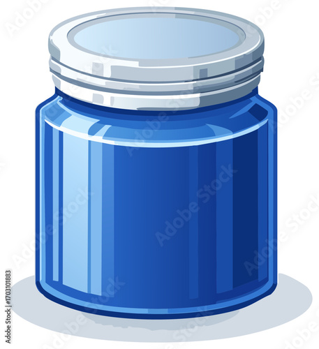 Blue Glass Jar with White Lid Container for Food or Cosmetics Preservation Storage