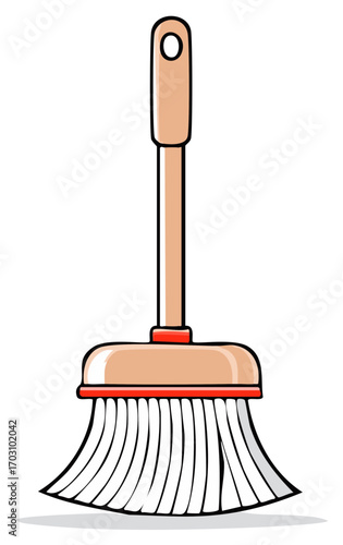 Cartoon illustration of a traditional cleaning broom for housework