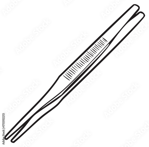 Clean Medical Tweezers Illustration with Grooved Grip for Precision Handling