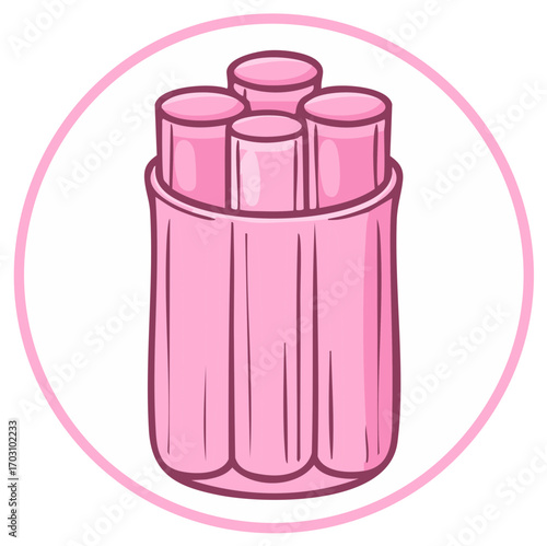 Stylized Pink Hair Rollers: Beauty and Hair Care Accessory Illustration