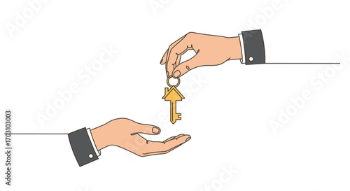 Handing over the keys, real estate concept, vector illustration.