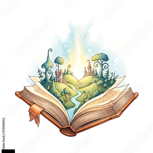 open book with magic light