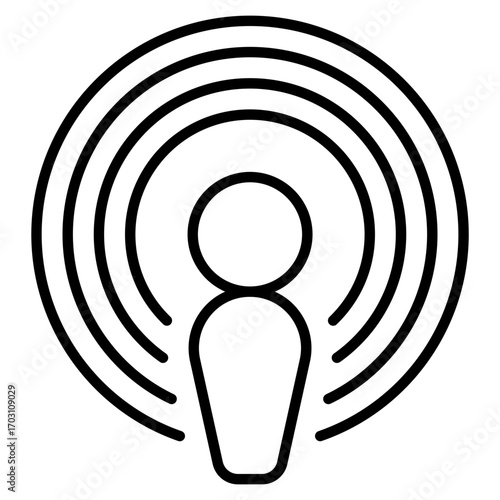 Podcast icon. Audio show symbol. Voice recording and online radio collection. Line Icon