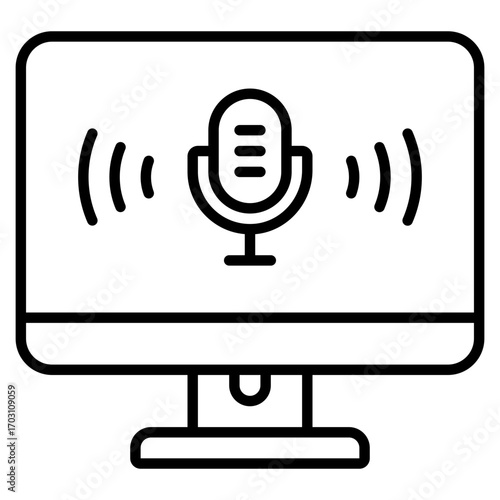 Recording icon. Audio capture symbol. Podcast session and sound studio collection. Line Icon