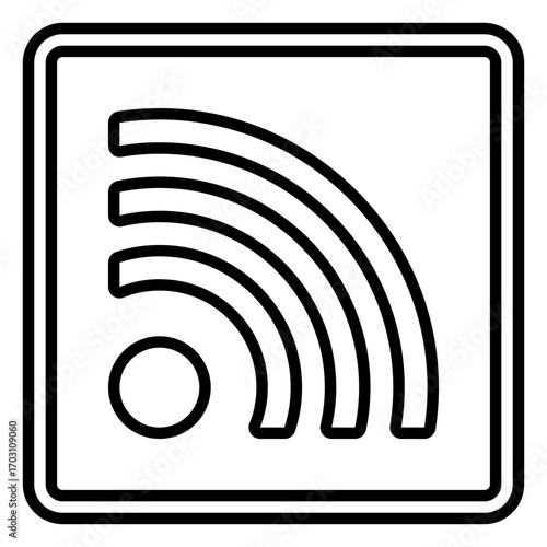 RSS icon. Feed symbol. Podcast subscription and news update collection. Line Icon