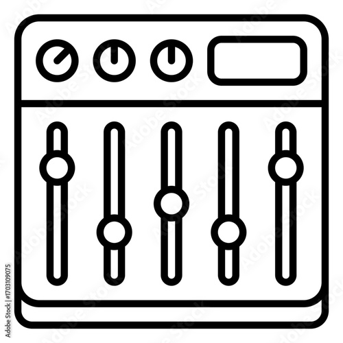 Sound mixer icon. Audio control symbol. Podcast equalizer and music balance collection. Line Icon