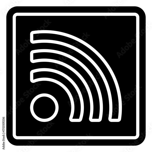 RSS icon. Feed symbol. Podcast subscription and news update collection. Glyph Icon