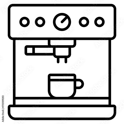 Coffee machine icon. Espresso brewer symbol. Café equipment and hot drink collection. Line Icon