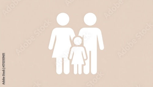 Simple family icon on a neutral background