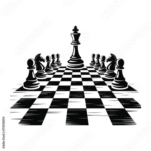 Chessboard vector illustration in black and white graphics for game