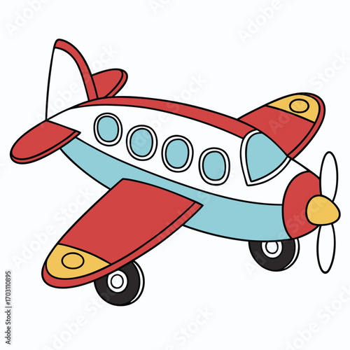 Принти на полотні A simple, colorful drawing of a cartoon airplane