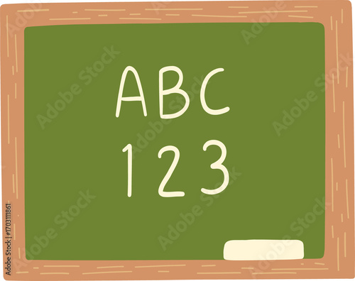 Chalkboard with ABC and 123 written for basic education concept
